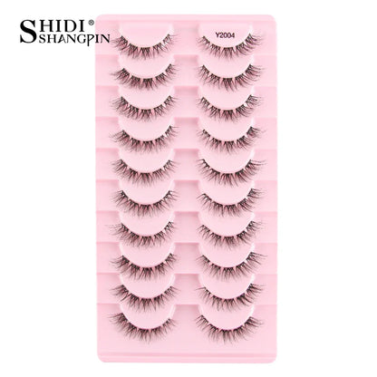 SHIDISHANGPIN 5/10 Pairs Cat Eye False Lashes – 3D Mink Half Lashes, Eyelash Extensions for Natural Makeup, Faux Cils Maquiagem