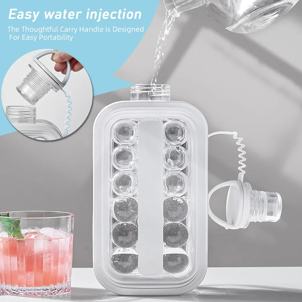 2-in-1 Silicone Ice Ball Maker Kettle - Creative Portable Ice Cube Mold and Ice Hockey Lattice Tool for Kitchen and Bar