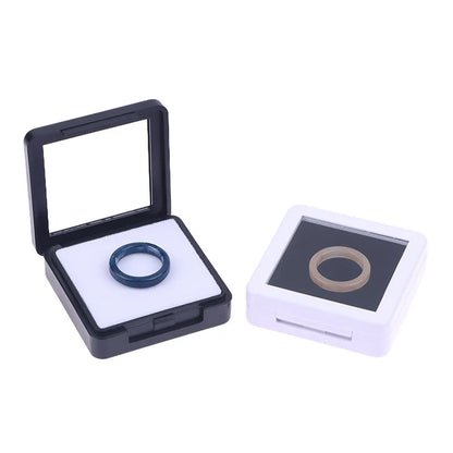 Transparent Glass Lid Gem Storage Box – Jewelry Display Case for Diamonds, Gemstones & Pendants Holder Container