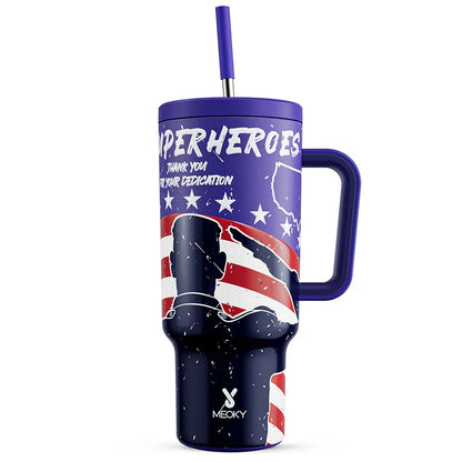 Meoky 40oz Mug Tumbler with Handle – Insulated Stainless Steel Tumbler with Lid & Straw, Coffee Thermos Cup, Heat Press Ready