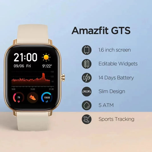Amazfit GTS Smart Watch - 5 ATM Waterproof Sports Tracking, Music Control, and Editable Widgets for Men & Women.  ( Refurbished )