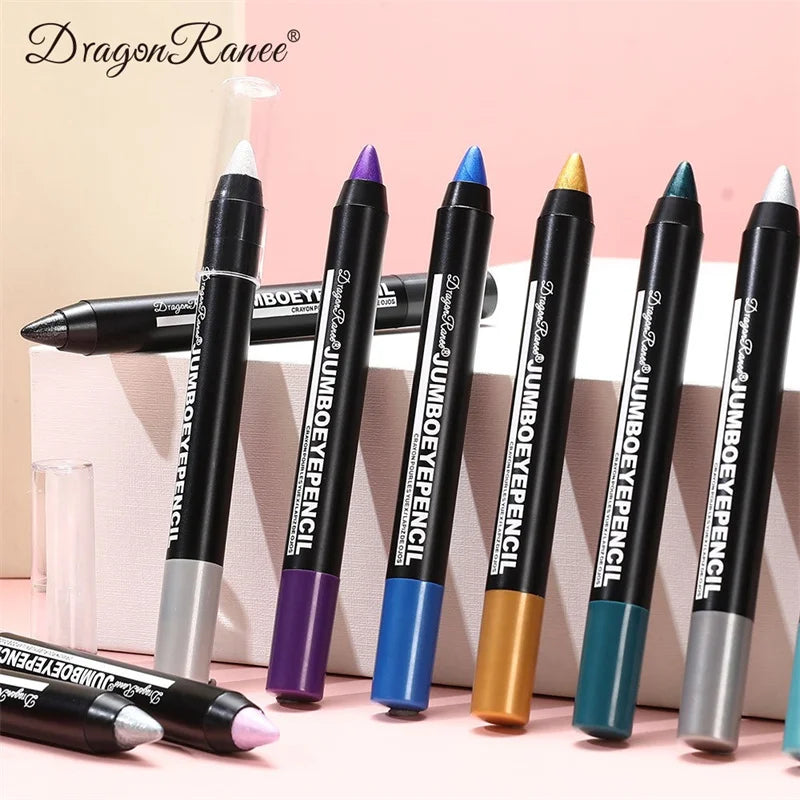 12-Color Waterproof Eyeshadow Pencil – Long-Lasting Pigment Blue Purple Black Eye Shadow Stick