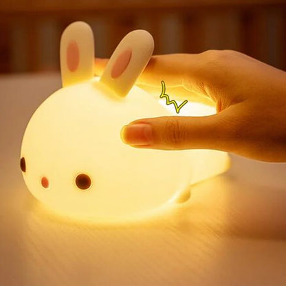RGB Touch Sensor Rabbit Night Light – 16-Color USB Rechargeable Silicone Bunny Lamp, Kids’ Nightlight & Festival Gift