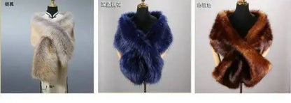 32-Color Luxury Faux Fox Fur Shawl – Women’s Plush Winter Scarf, Wrap & Cape for Wedding & Coat