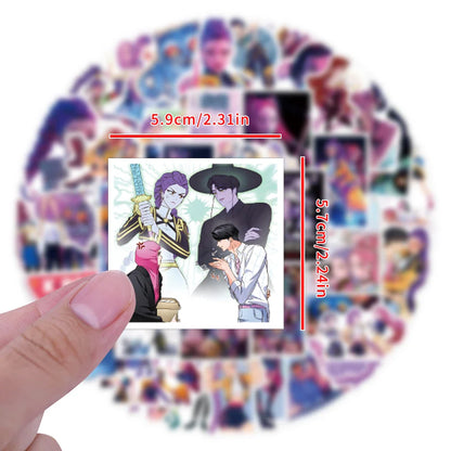 55Pcs Anime KPop Demon Hunters Stickers — Waterproof DIY Scrapbooking Decals for Phone, Luggage, Skateboard