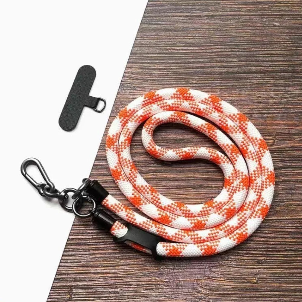 Adjustable Black & White Crossbody Phone Lanyard – Universal Multi-Functional Card Holder Strap