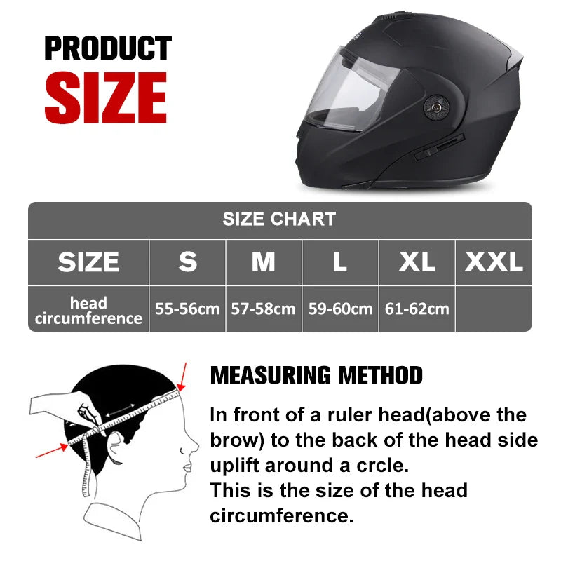 New Full Face Motorcycle Helmet – Racing Helmet with Double Sun Visor & Flip-Up Double Lens for Men & Women, DOT Certified