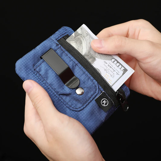 Men's Mini Credit Card Wallet & ID Holder - Slim Zipper Wallet with Coin Pocket