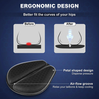 3D Honeycomb Gel Motorcycle Seat Cushion — Anti-Slip, Pressure Relief Ride Pad, Universal Moto Accessory