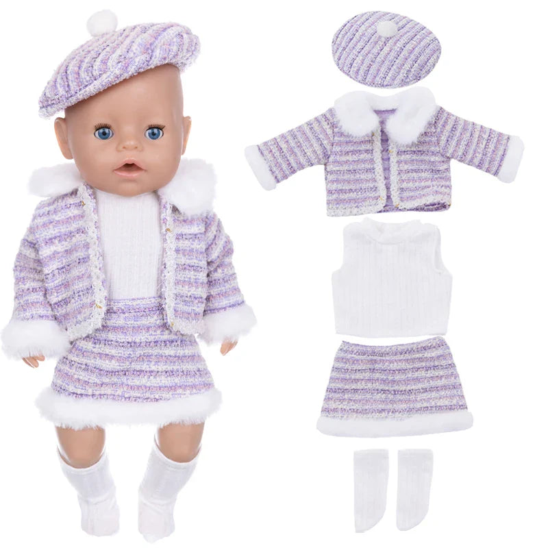 18-Inch Girl Doll Clothes – Pink Coat & Office Dress Outfit, Baby Girl Doll Gift Toy