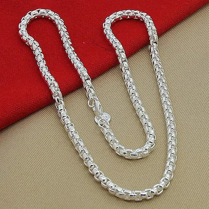 925 Sterling Silver 4mm Round Box Chain Necklace & Bracelet Set — 45–60cm Jewelry for Women, Men, and Boys, Wedding & Engagement Charm