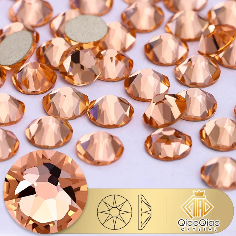 QIAO 2088 Crystal Nail Art Rhinestones — Flat Back Non-Hotfix Strass for DIY Nail Decorations (8 Big + 8 Small)