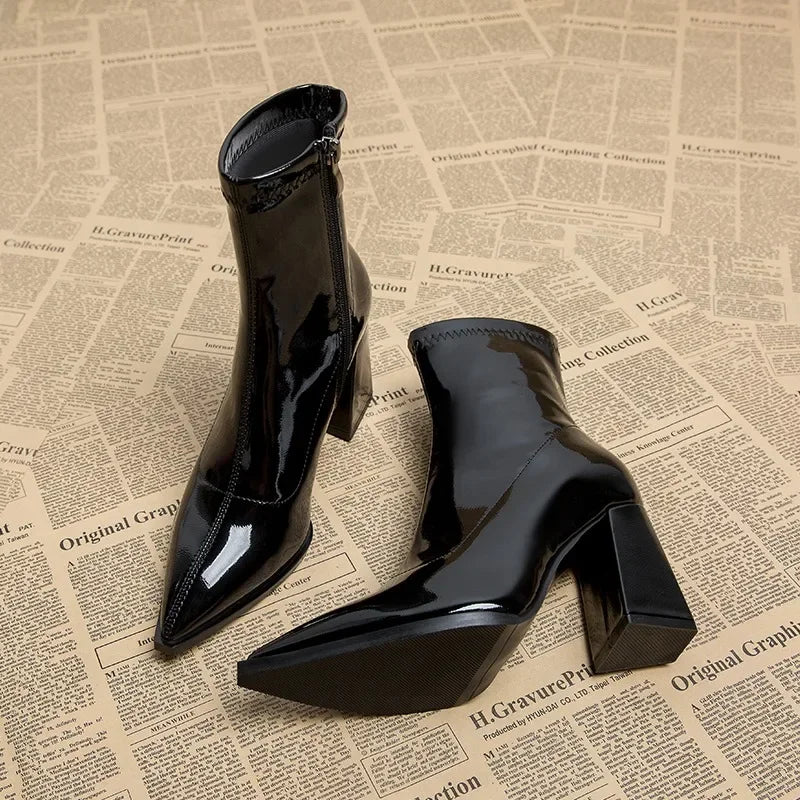 2024 High Heel Ankle Boots – Pointed Toe, Sexy Side Zip Women's Classic Daily Boots
