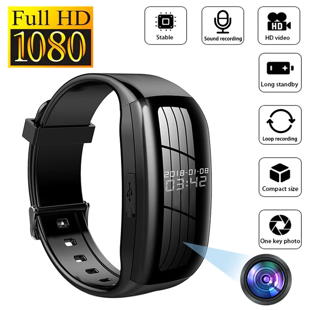 8-256GB Video Mini Camera Watch – Audio Voice Recorder Wristband with USB Flash Drive & Noise Reduction