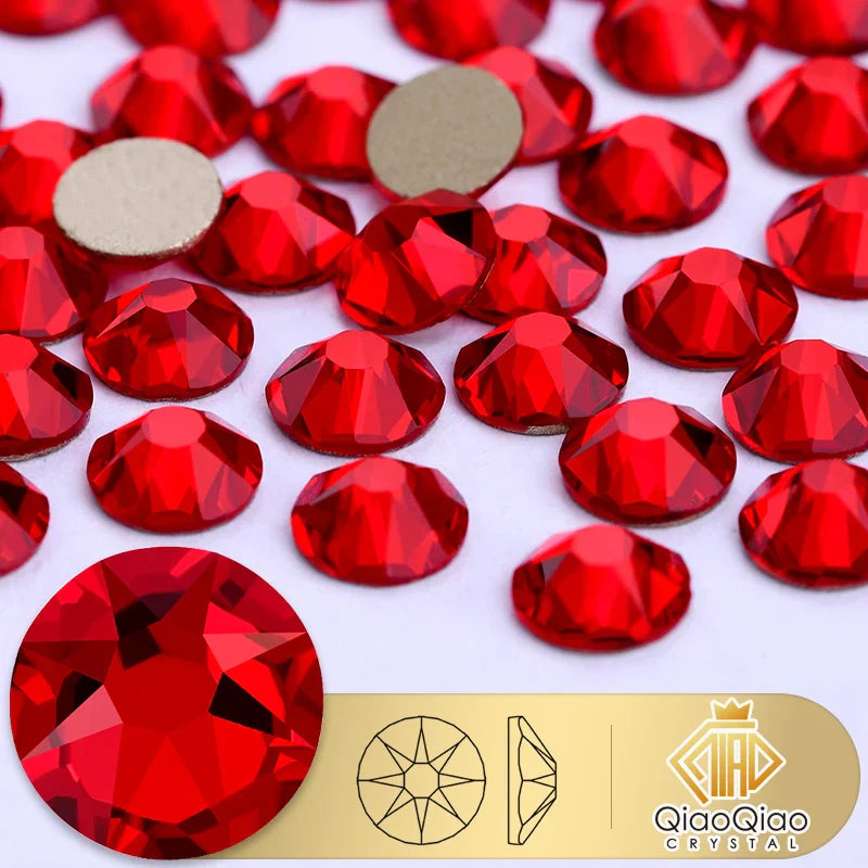 QIAO 2088 Crystal Nail Art Rhinestones — Flat Back Non-Hotfix Strass for DIY Nail Decorations (8 Big + 8 Small)