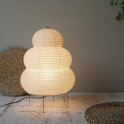 Japanese Akari Noguchi Yong Table Lamp - White Rice Paper Decorative Desk Light for Bedroom, Living Room, & Study