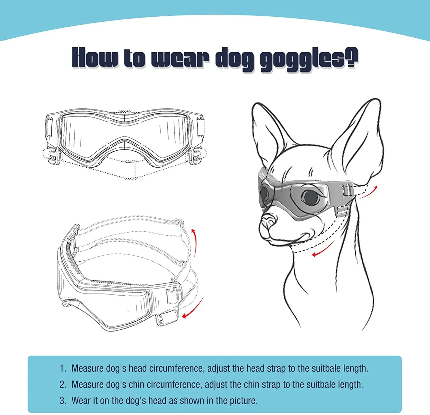 UV Protective Goggles for Dogs and Cats: Cool Sunglasses Eyewear for Small to Medium Pets - Outdoor Riding Pet Accessorie