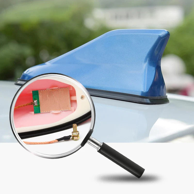 Universal 16cm Carbon Fiber Look Shark Fin Antenna: Auto Radio AM FM Signal Amplifier - Roof Top Mount Aerial Toppers for Cars