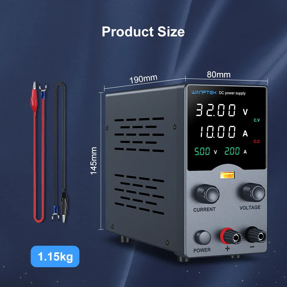 Wanptek Adjustable DC Bench Power Supply 30V 10A – Variable Lab Voltage Regulator 60V/5A & 120V/3A Precision Power Supply