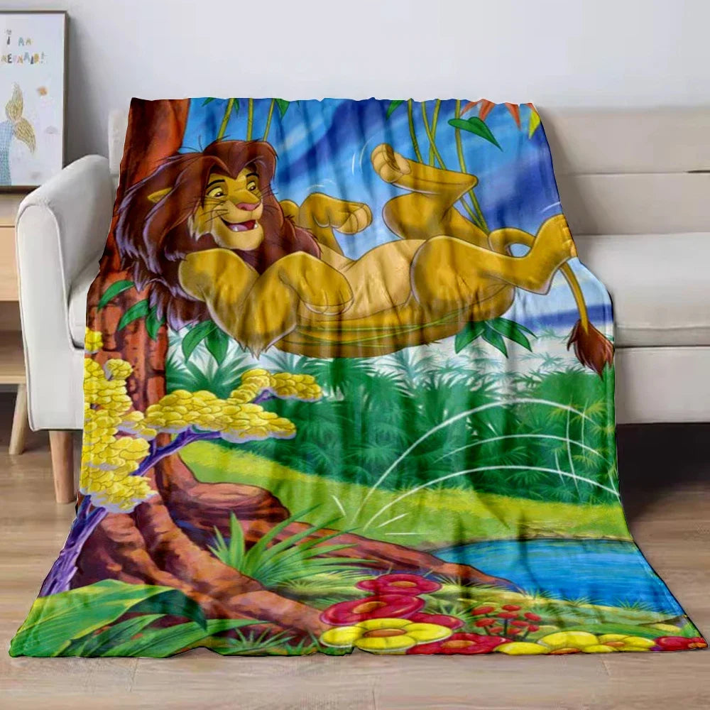 Lion King Simba Cartoon Flannel Blanket – Soft Cozy Throw for Sofa, Bed, Car, Camping, Travel & Kids Gift