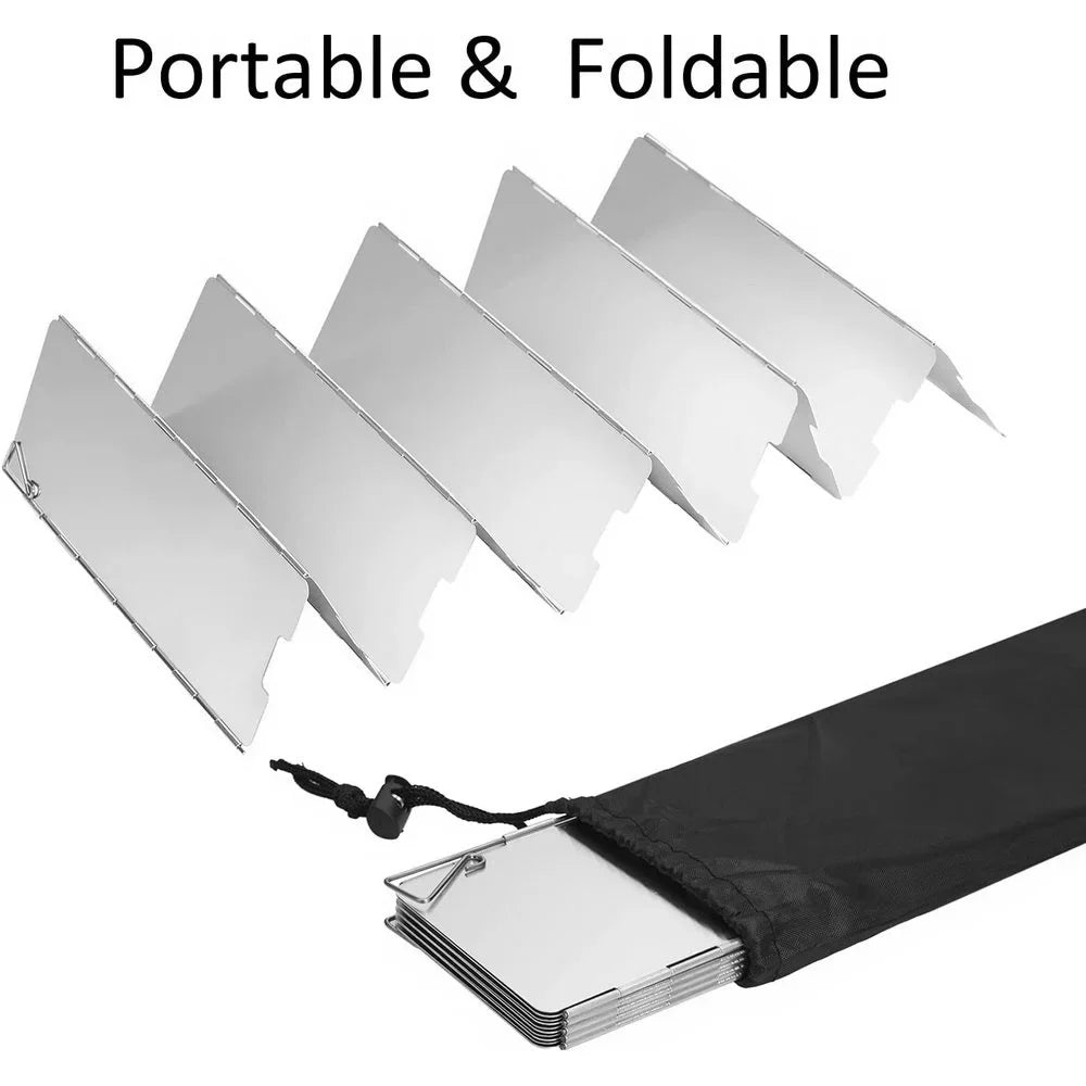 Aluminum Alloy Gas Stove Wind Shield – Windproof Screen for Outdoor Camping & Picnic (8-16 Plates)
