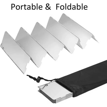Aluminum Alloy Gas Stove Wind Shield – Windproof Screen for Outdoor Camping & Picnic (8-16 Plates)