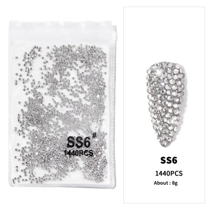 12-Grid 3D Glass AB Crystal Nail Art Rhinestones Kit – Flatback Round Beads with Tools for Nail Jewelry & Diamond Decoration