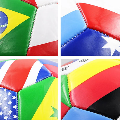 Flag Print Official Size 5 Soccer Ball - PVC Thickened Outdoor Match & Team Training Football