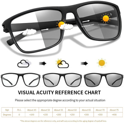 Rectangular Photochromic Reading Glasses – Ultra-Lightweight Presbyopic Spectacles for Middle-Aged & Elderly Daily Wear