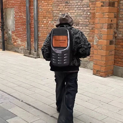 2025 Vintage Telephone Bag – Y2K Aesthetic High-Capacity Streetwear Backpack for Women & Men