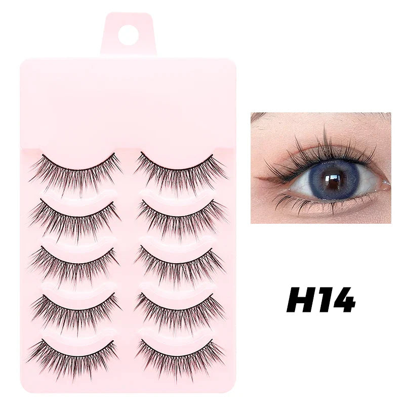 DINGSEN 5 Pairs Manga Style False Eyelashes — Soft, Natural, Long Anime Wispy Strip Lashes for Makeup