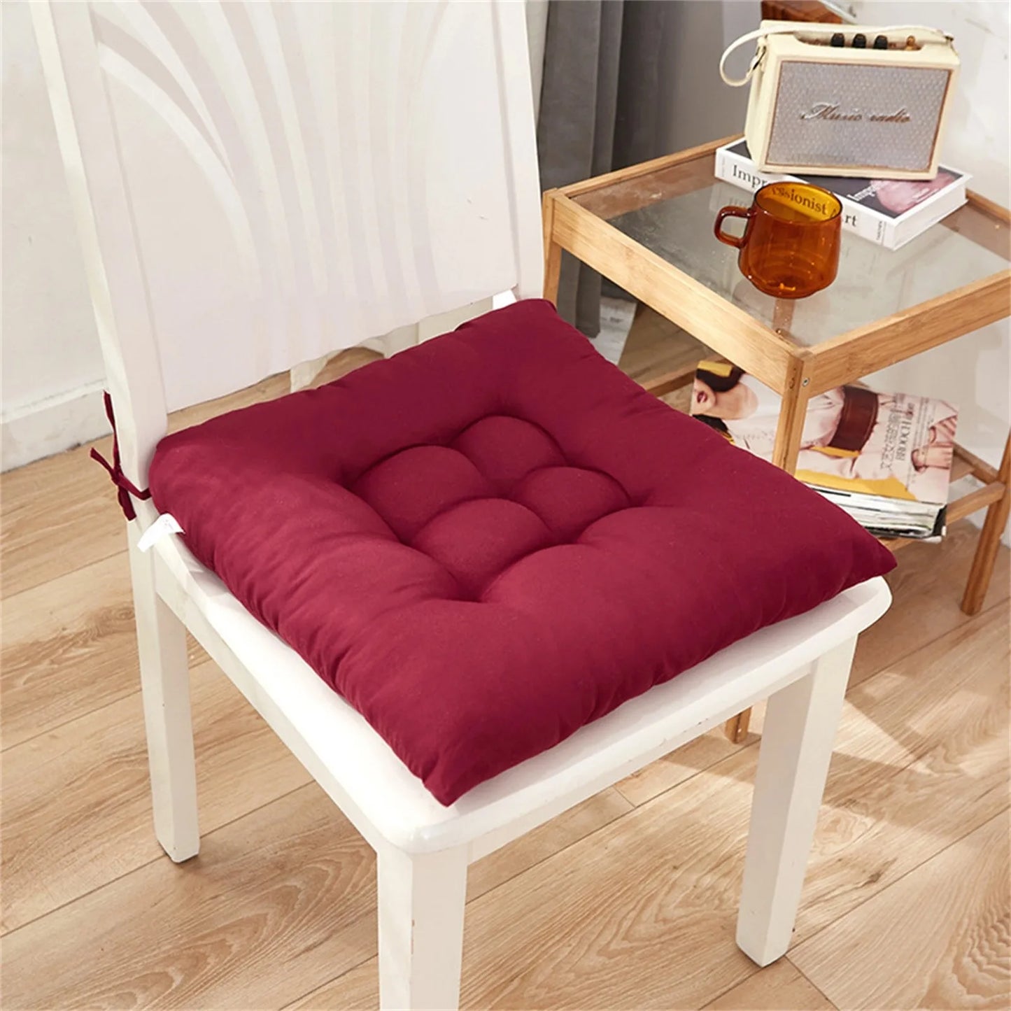 Solid Square Chair Cushion – Soft Cotton Upholstery for Office, Home, Car, and Garden Sun Lounge Seat
