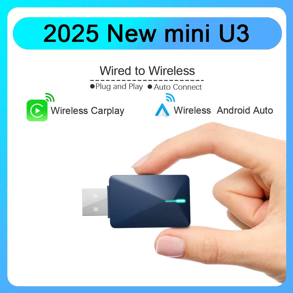 2025 Wireless Android Auto Adapter — Wired to Wireless CarPlay Smart Box with USB Plug & Play, WiFi Auto Connection & Online Upgrade