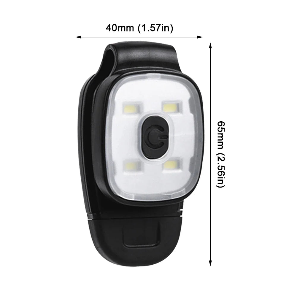 USB Rechargeable LED Clip Flashlight - 3 Mode Safety Running Light for Walking, Fishing & Outdoor Use
