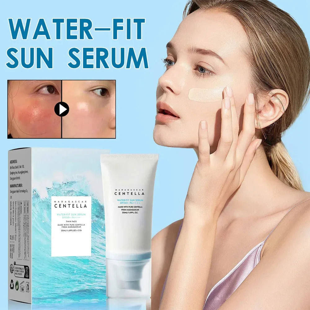 50+ SPF Facial Sunscreen Cream — Centella Sunblock for Skin Whitening, Moisturizing & Body Protection