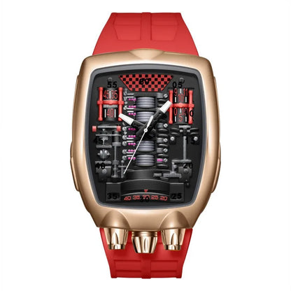 Alien Y2K Transparent Quartz Watch - Creative Hollow Case Design Fashion Men's Wristwatch with Unique Retro Style