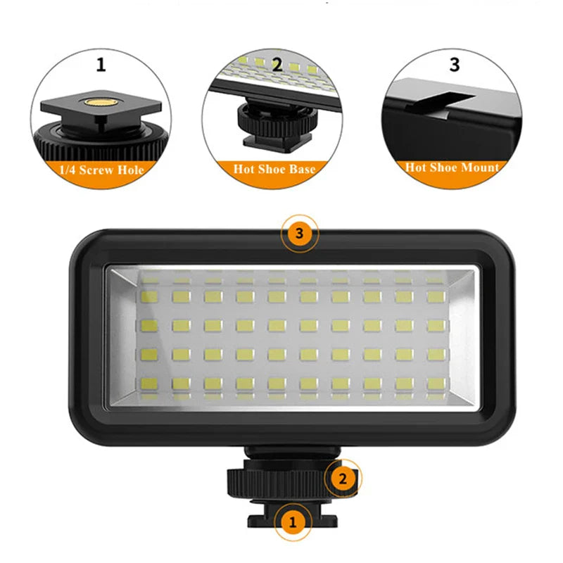 40M Underwater Waterproof LED Fill Light for GoPro HERO 11/10/9 & DJI OSMO Action 3 – Diving Camera Lighting Accessory