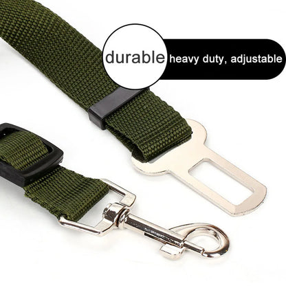Adjustable Dog Car Seat Belt Harness – Nylon Reflective Elastic Safety Strap with Cushioning for Pet Travel