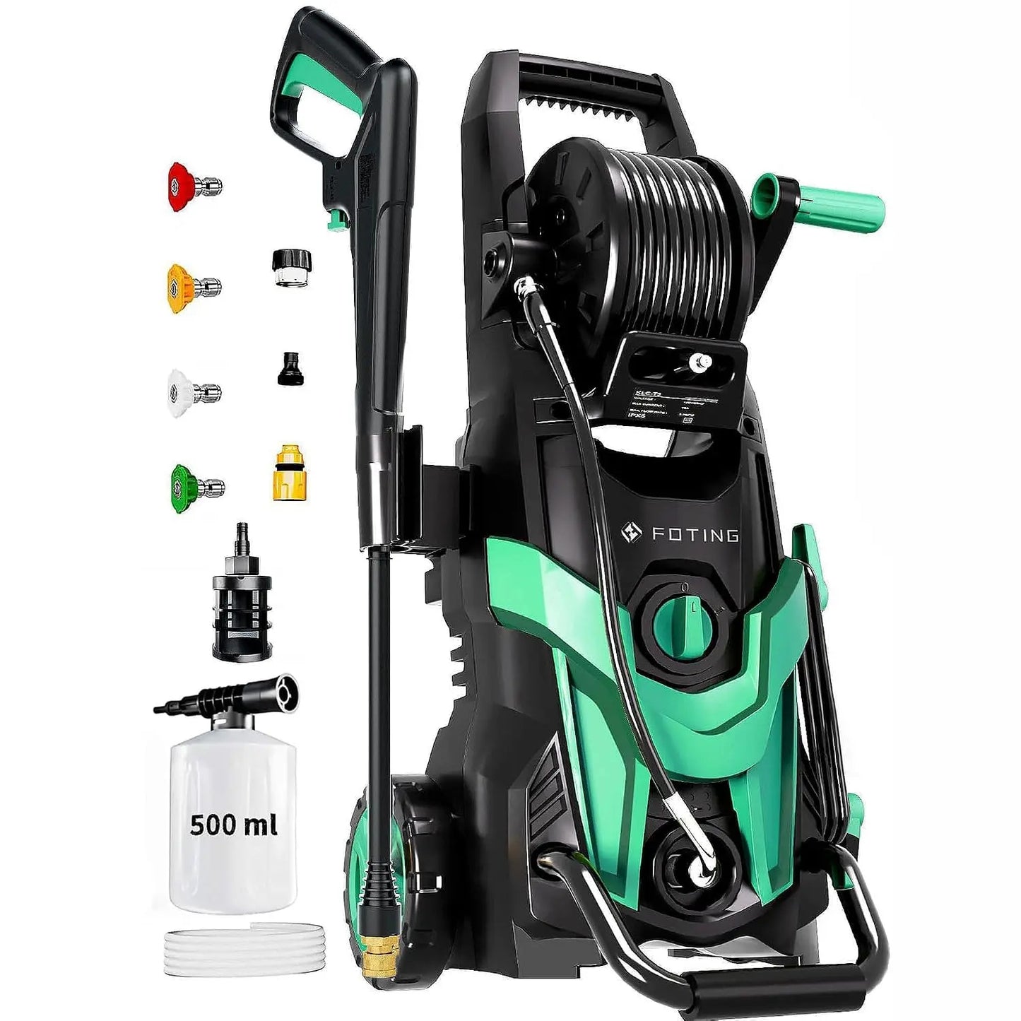 4700 PSI Pressure Washer - Power Cleaning Gun with 4 Quick-Connect Nozzles, Inlet Hose & Foam Cannon