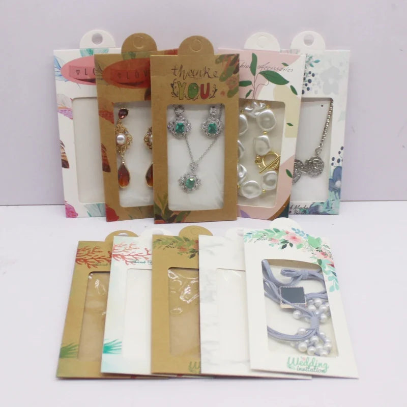 50PCS Marble Pattern Jewelry Display Boxes – DIY Window Gift Boxes with Hanger for Wedding & Thank You Gifts