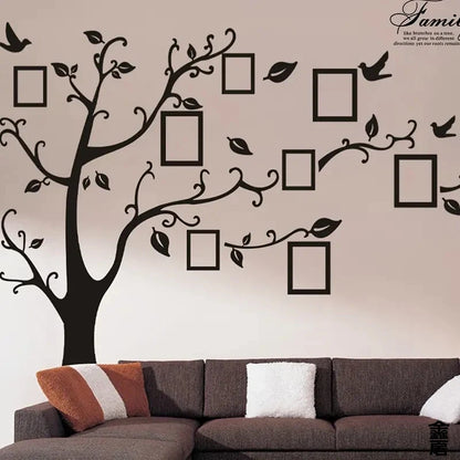 Large Family Tree Wall Sticker – Photo Frame Wall Decal for Home, Room & Scene Decor