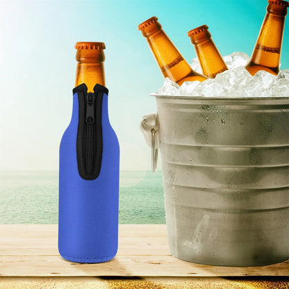 Beer Bottle Coolers - Insulator Sleeve Covers with Ring Zipper for 12 Oz (330 Ml) Bottles - Outdoor Beer Accessories - Available in Various Quantities