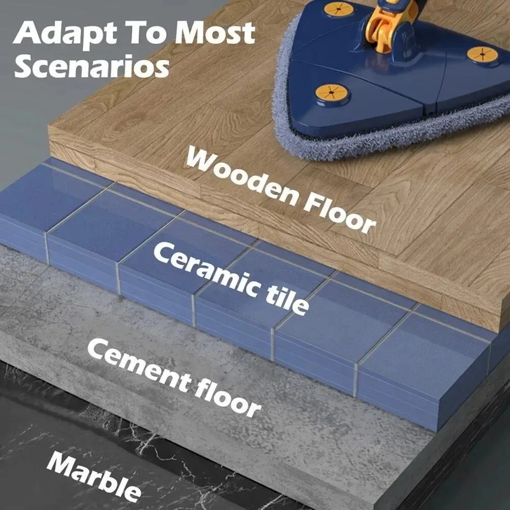 360° Rotatable Triangle Mop | Adjustable Long Handle Microfiber Mop for Wet & Dry Cleaning | Multifunctional Floor Cleaner