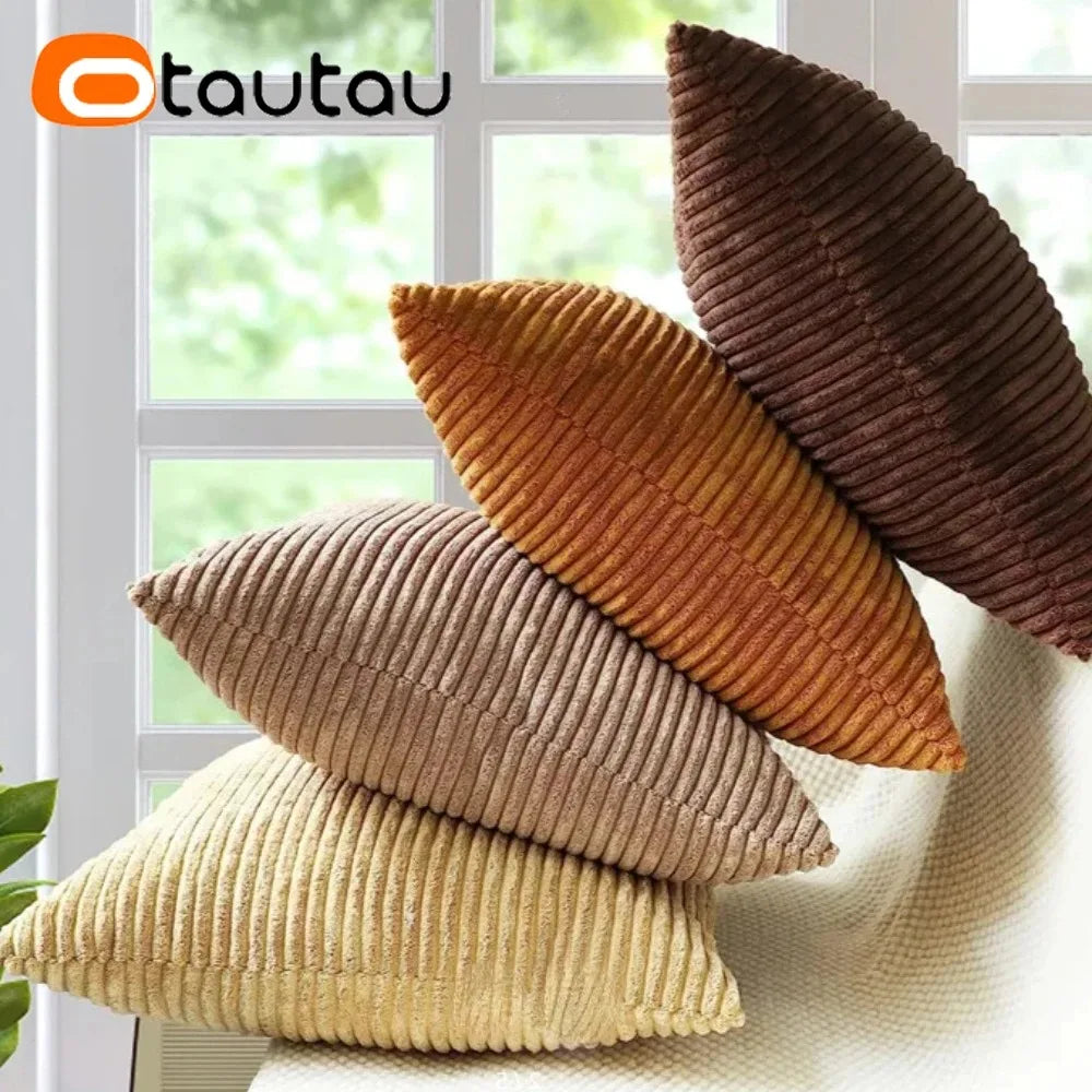OTAUTAU Cotton Corduroy Cushion Cover – Throw Pillowcase Without Insert, Multiple Sizes 30x50–60x60 cm, KD024
