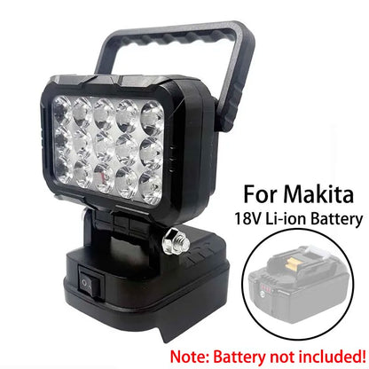 18V Lithium Battery LED Work Light – USB Charger Hand Lantern for Makita, Milwaukee & Dewalt Power Tools