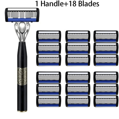 Men’s 7-Layer Stainless Steel Safety Razor – Washable Manual Shaver with Beard Guard & Metal Razor Holder