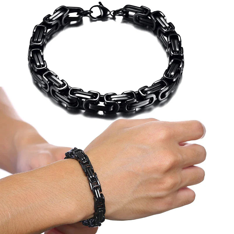 Men's Stainless Steel Byzantine Chain Bracelet – 4/5/6/8MM Link Wristband for Boys, Perfect Gifts for Him