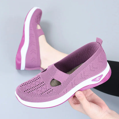 Women's New Summer Shoes – Mesh Breathable Slip-On Sneakers, Lightweight Flat Platform, Anti-Slip Walking Woven Shoes