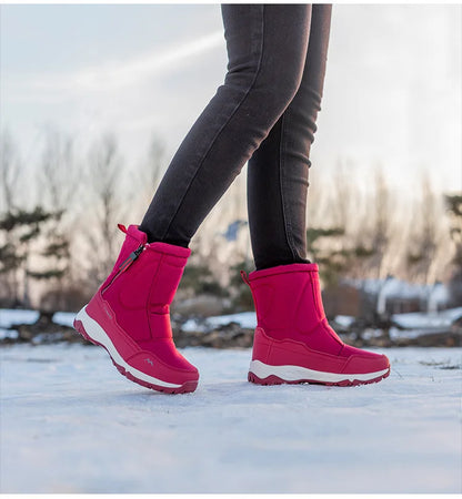 Large Winter Men’s Boots – Warm Plush Ankle High-Top Snow Boots, Sweat-Wicking Outdoor Sneakers