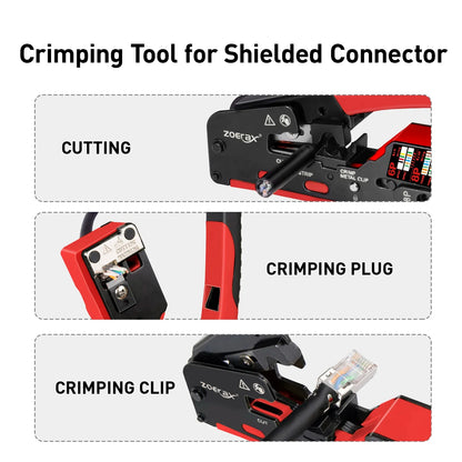 ZoeRax RJ45 Network Crimping Tool - CAT7 CAT6A CAT6 CAT5e Ethernet Cable Cutter & Wire Stripper